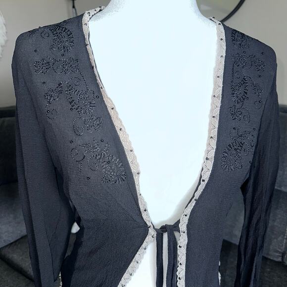 Y2k the limited black silk top sz l - Picture 4 of 6